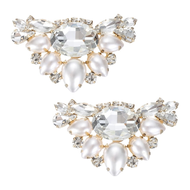 Uxcell 2 piezas de clips para zapatos con rhinestones, accesorios de decoración elegantes para mujeres, tono dorado