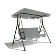 thumbnail image 2 of Gartoo 3 Seat Outdoor Patio Swing with Converting Canopy, Cushioned Steel Frame Porch Canopy Swing Chair, Swing Glider Hammock for Patio, Garden, Gray, 2 of 9