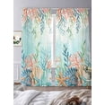 thumbnail image 3 of Ocean Starfish Seaweed Sheer Curtains 96 Inch Length 2 Panels for Living Room, Summer Coastal Beach Shell Coral Teal Voile Kitchen Curtain Set, Luxury Privacy Drapes Window Treatment for Bedroom, 3 of 7