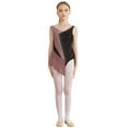 thumbnail image 4 of Aiihoo Kids Girls Shiny Rhinestone Mesh Leotard Splice Figure Skating Jumpsuit Gymnastics Leotard Dress Brown 8, 4 of 6