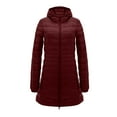 thumbnail image 5 of UTSJKR Clearance Women's Lightweight Down Jacket Packable Puffer Coat Winter Warm Hooded Long Sleeve Outwear Winter Coat Wine XXL, 5 of 9