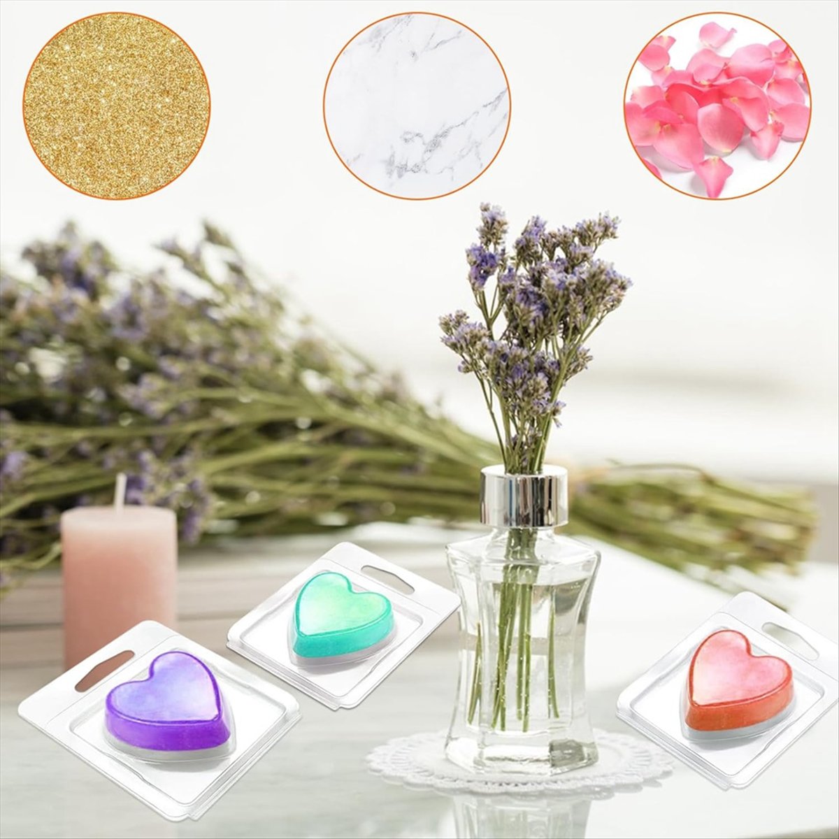 150Pack Wax Melt Container 1.3 Oz Plastic Wax Melt Set for Wax Melts Clear Wax Flip Top, Empty Candle Melt,Heart Shape