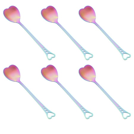 

6pcs Coffee Spoons Heart Shaped Stainless Steel Tea Spoon Flatware Ice Cream Spoon