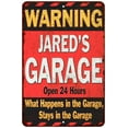 thumbnail image 1 of JARED'S Garage Warning Man Cave Wall Decor 8x12 Metal Sign 108120030229, 1 of 1