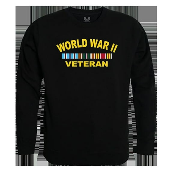 World War II Vet Graphic Crew Neck Sweatshirt, Black - Medium
