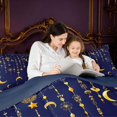 thumbnail image 4 of Homewish Dreamy Moon Stars Twin Comforter Sets, Gold Navy Blue Bedding Set, Navy Blue Reversible 2pcs, 1 Comforter and 1 Pillowcase, 4 of 6