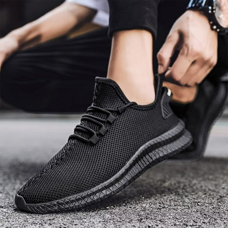 Fashion Running Sneaker for Men Shoes Casual Shoes Leather Sport Shoes  Breathable Comfortable Walking Shoes Black US11