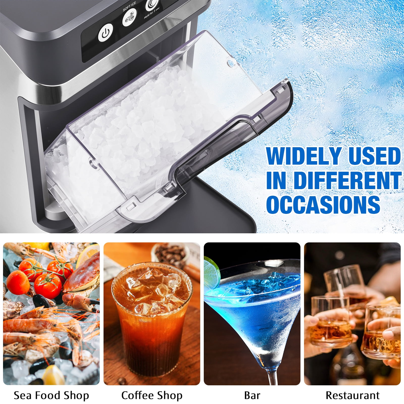 Advwin Nugget Ice Maker Countertop ,41lbs per Day Portable Chewable Ice Machine Ready in 6 Minutes with Self Cleaning
