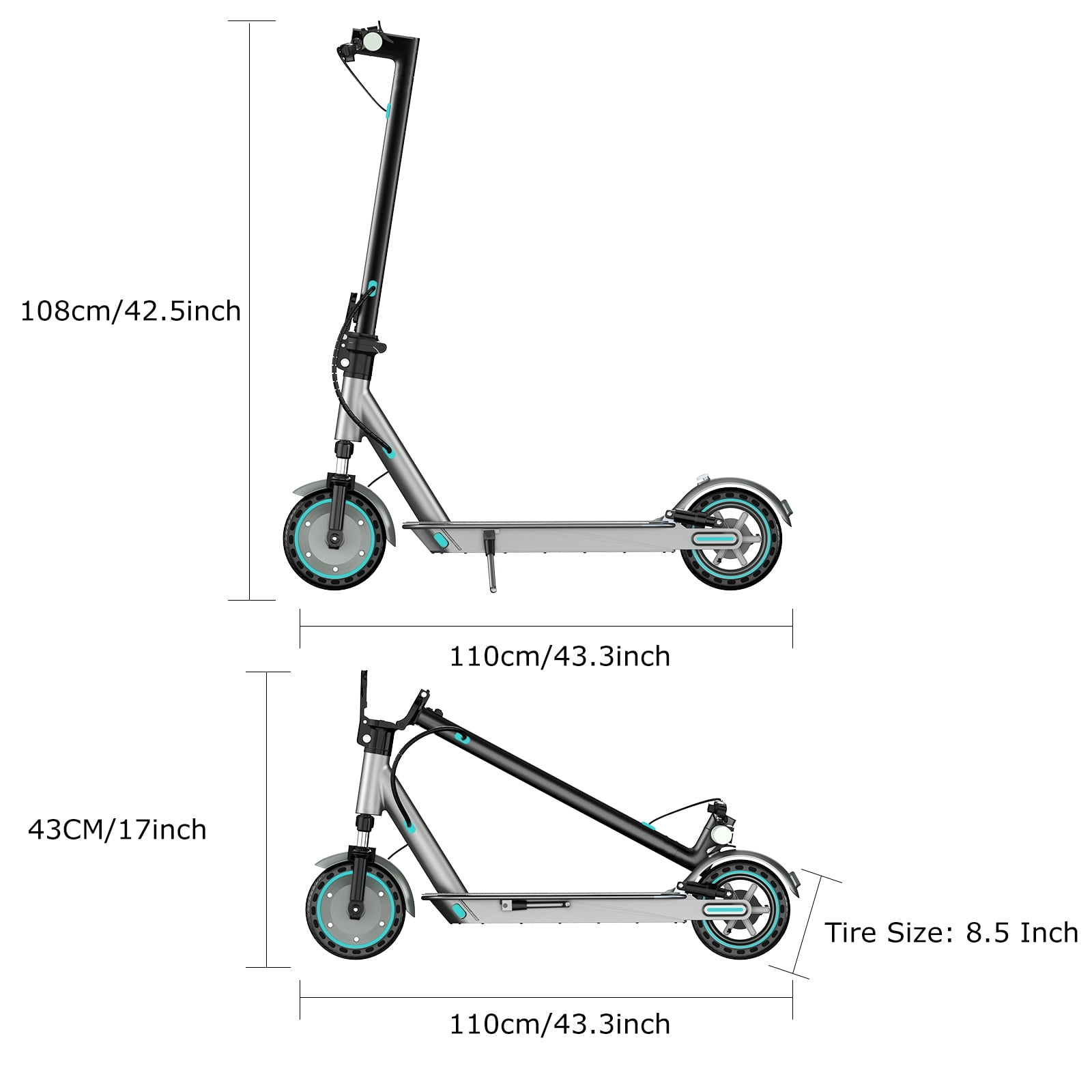 EggKing Electric Scooter for Adults 8.5" Solid Tire 19MPH, 350W Motor Max 15Mile Range Folding Commuting E Scooter