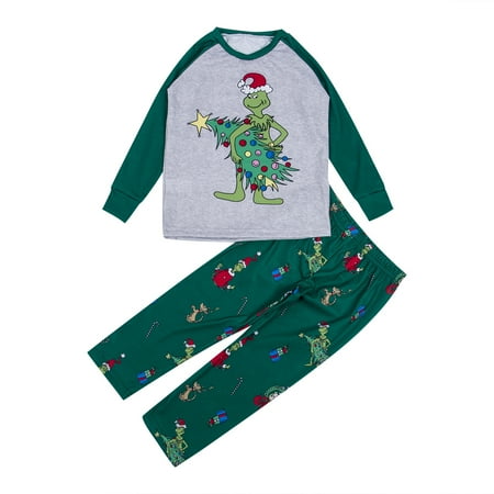 

Puloru Family Matching Christmas Pajamas Set Women Men Baby Kids Santa Sleepwear Nightwear Tops+Bottoms Pants 2PCS Clothing