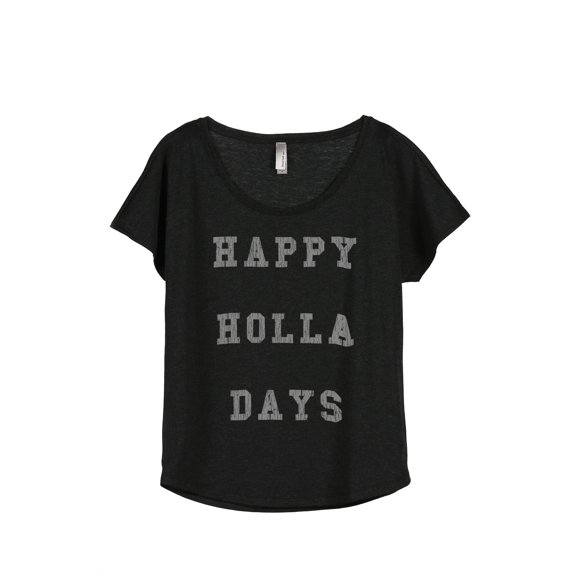 Thread Tank Happy Holla Days Women's Relaxed Slouchy Dolman T-Shirt Tee Heather Black Small