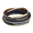 thumbnail image 2 of de Cuero para Mujer, de Cristal, Hebilla Magnética - Azul Sunnimix Pulsera multicapa para mujer, 2 of 8