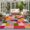 Pink, Tangerine, variant on 5'x7' Area Rugs, Colorful Plaid Indoor Outdoor Area Rug for Living Room Bedroom, Geometric Modern Abstract Art Washable Bathroom Rugs Kitchen Floor Carpet Mats Home Decor Aesthetic