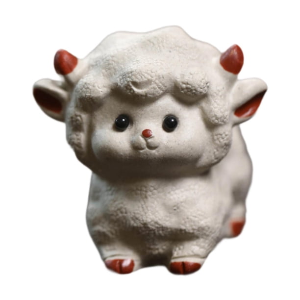 Figura En Miniatura, Regalo Para Amantes Del Té, Estatua De Oveja De Arcilla Morada Para Mascota De pie