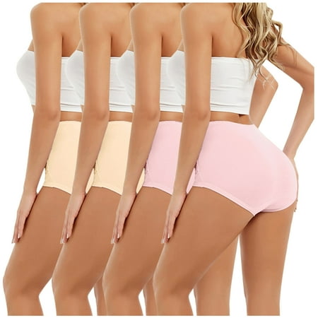 

XIAOFFENN Womens Underwear Cotton Postpartum Underwear 4Pc Women Lace High Waisted Body Shaper Shorts Shapewear Tummy Control Panties Clearance