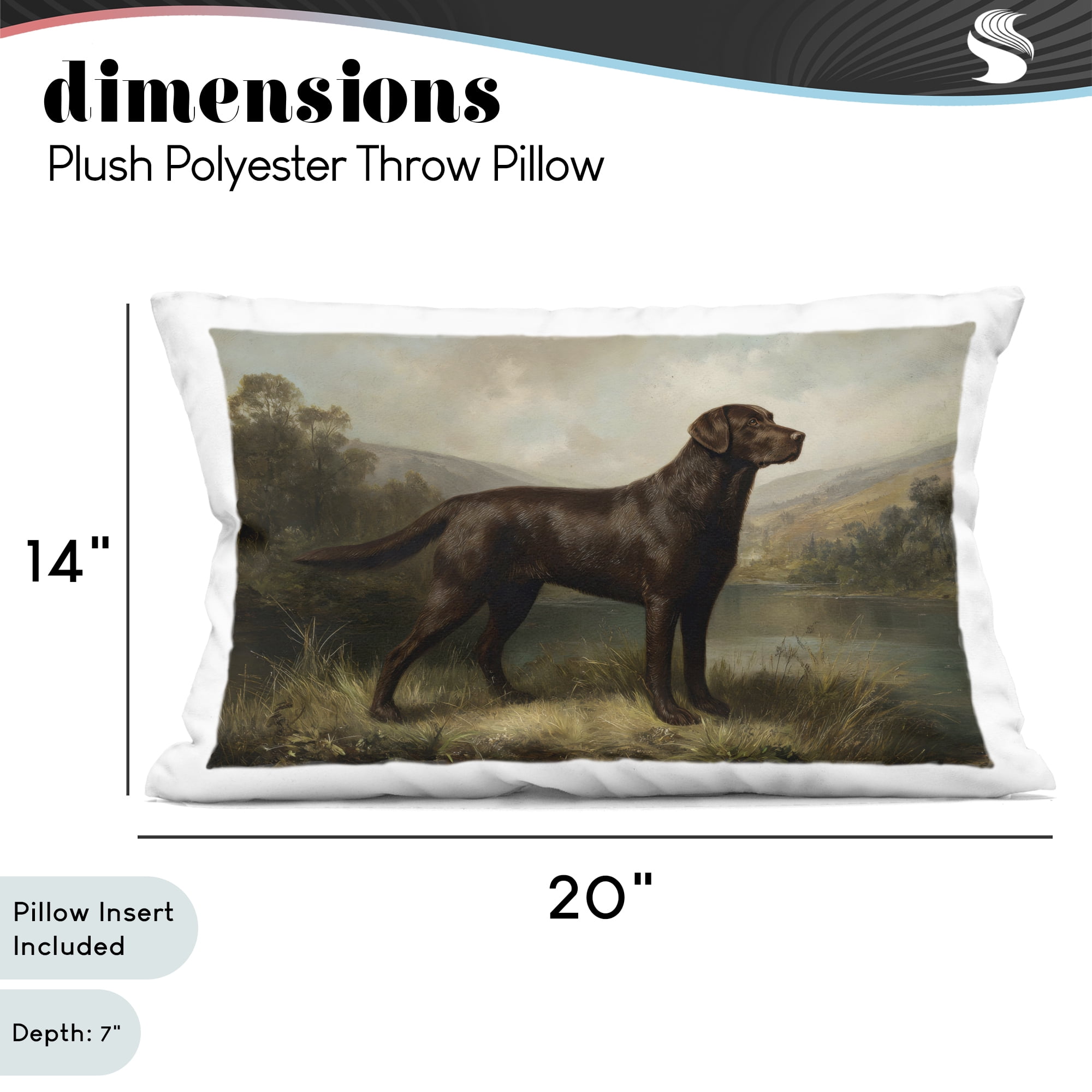 Stupell Industries On Alert Brown Labrador Decorative Printed Throw Pillow, design by Petal Prints Design, 14 x 7 x 20