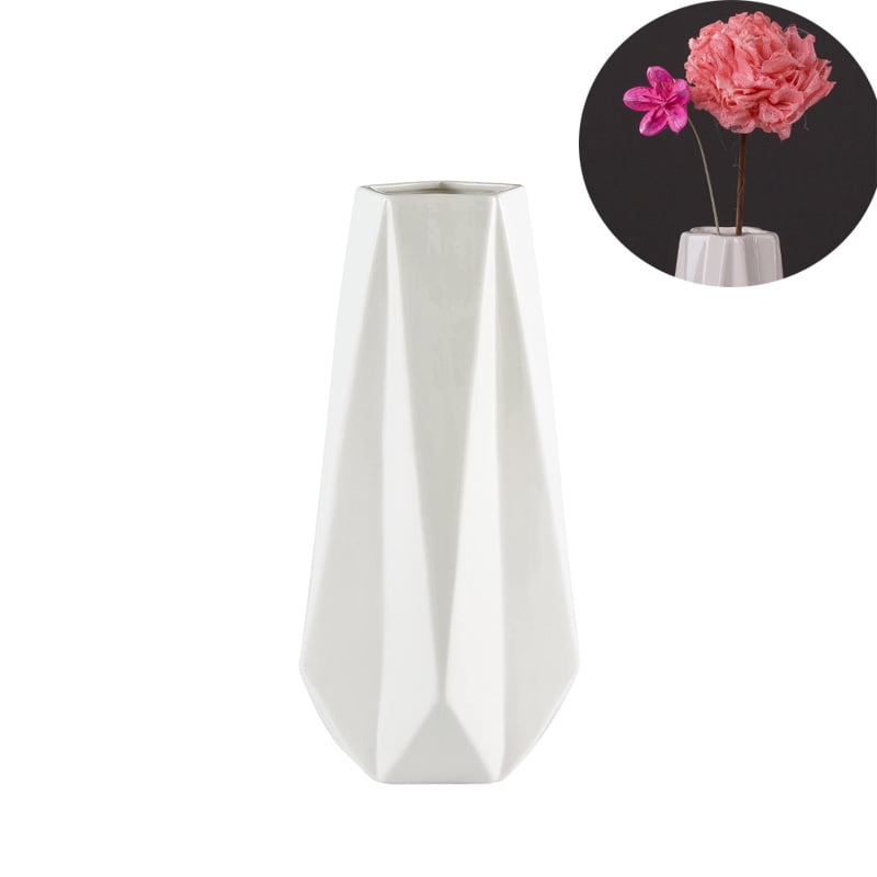 White Ceramic Vase, Smooth Glaze Finish Flower Vases
