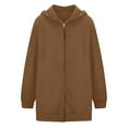 thumbnail image 6 of Trendy Olyvenn Womens Long Sleeve Sweatshirts Long Coat Tops Casual Plus Size Loose Women's Solid Color Hoodie Zipper Tops With Pockets Brown XL, 6 of 7
