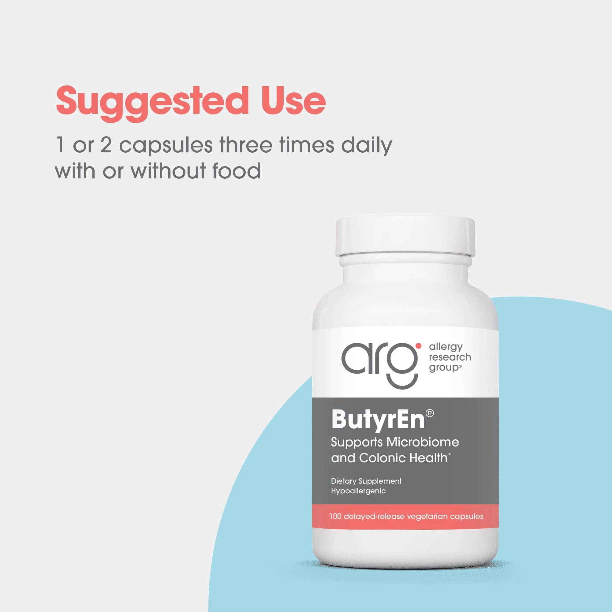 ARG ButyrEn Colon Lining Nutrition - Supports Gut and Colon Health - Digestive Support - Delivers 200 mg - Vegetarian & Hypoallergenic - 100 Servings - 100 Delayed-Release Capsules
