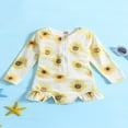 thumbnail image 2 of QJUHUNG Kid Baby Girls One Piece Swimsuit Long Sleeve Zipper Swimwear Ruffle Rashguard Bathing Suits Beachwear, 2 of 8