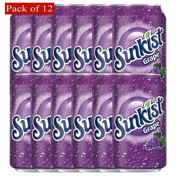 Sunkist Grape Soda 12 oz Cans (Pack of 12 Cans) - USA Import Edition
