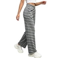 thumbnail image 4 of Zpanxa Girlstriped Wide Leg Pants Loose Fit Soft Knit Sweatpants Elastic Waist Relaxed Casual Bottoms for Daily School Wear Winter Pants for Girls, 4 of 5