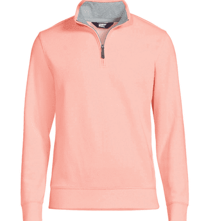 Land's End Men's Small Crisp Peach Heather Bedford Rib Quarter Zip Sweater