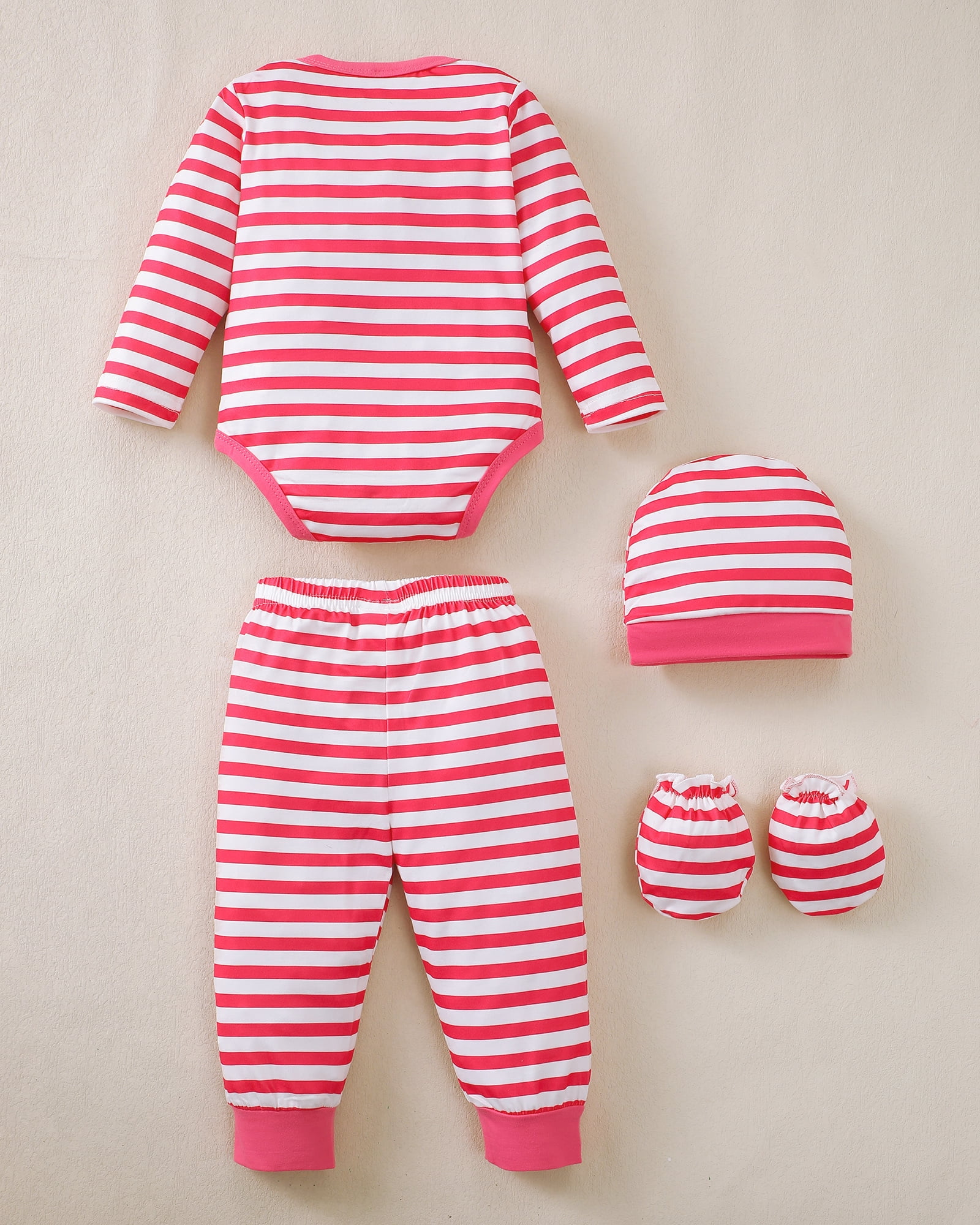 KIMI BEAR Newborn Baby Girls Layette Set 4 Packs 0-3 Months Winter Clothes Outfits Long Sleeves Romper Top Pants Gloves Hats 16 Piece Essentials Accessories Clothing Gift Sets Pink