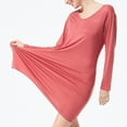thumbnail image 3 of Defitshape Women's Long Sleeve Nightgown V Neck Cotton Blend Sleep Dress Plus Size Nightwear Stretchy Red XX-Large, 3 of 5