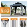 thumbnail image 5 of Howsvn 8.5 x 8.5 ft. Patio Cedar Wood Gazebo, Outdoor Double Roof Hardtop Wooden Gazebos with Curtains and Netting for Backyard, Deck, 5 of 10