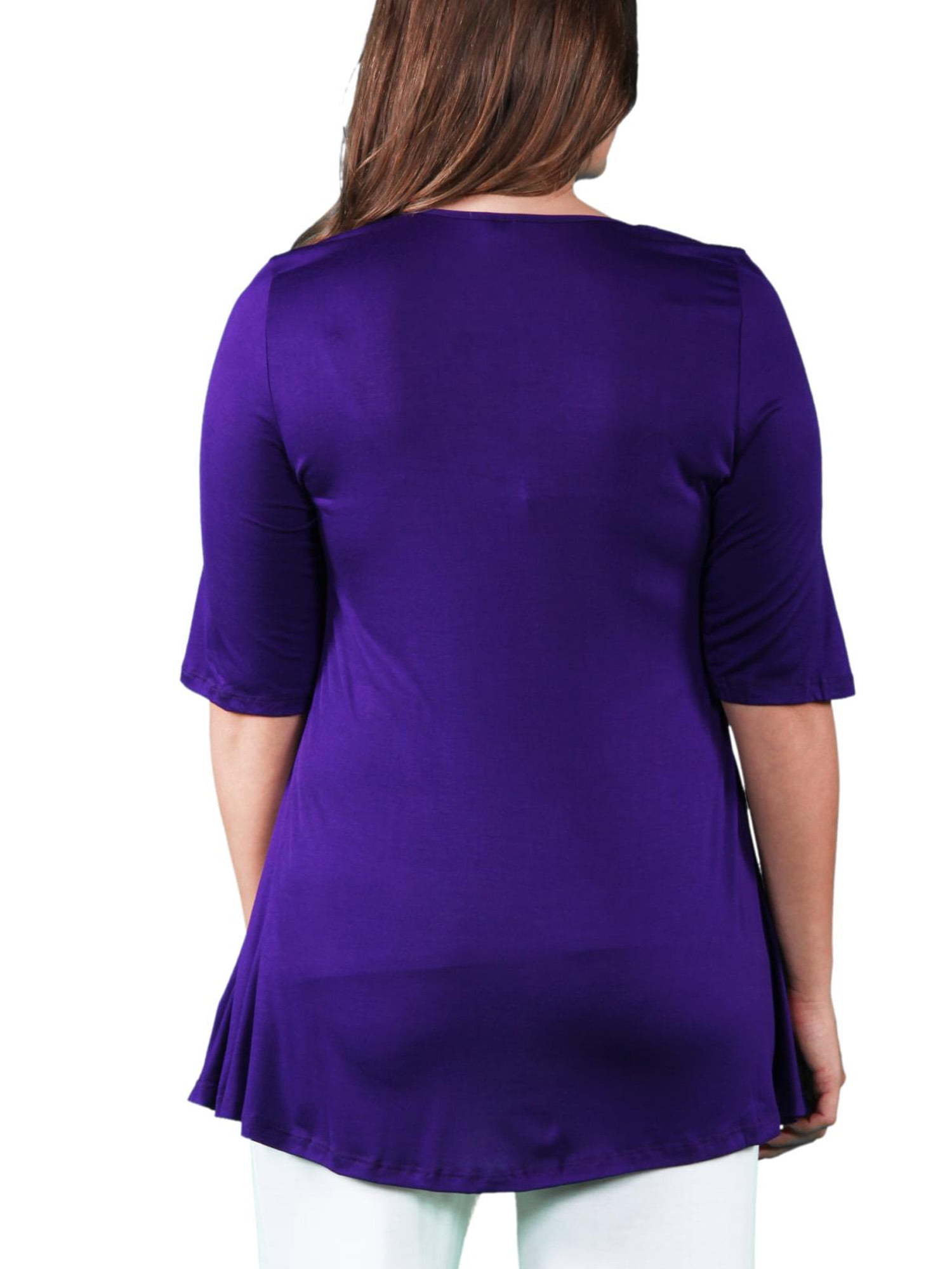 24/7 Comfort Apparel Women's Plus Size Elbow Sleeve Tunic Top