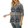 thumbnail image 6 of VERABENDI Women's Plus Size Tops 3/4 Sleeve Tunic Shirts A Buckle Decoration V-Neck Blouses,M-4XL, 6 of 6