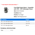 thumbnail image 2 of Front Right Engine Mount - Compatible with 1993 - 1997 Volkswagen Passat 1994 1995 1996, 2 of 2