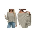 thumbnail image 2 of Rdhnmea Womens Fall Casual Tops Striped Long Sleeve Boat Neck T-Shirts, 2 of 6