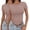 Light Brown, variant on VJGBEGW 2-Pack Womens Short Sleeve Crop Top Crew Neck Y2K Shirt Sexy Slim Fitted Casual Base Layer Soft Workout Shirt Going Out Tops Black L