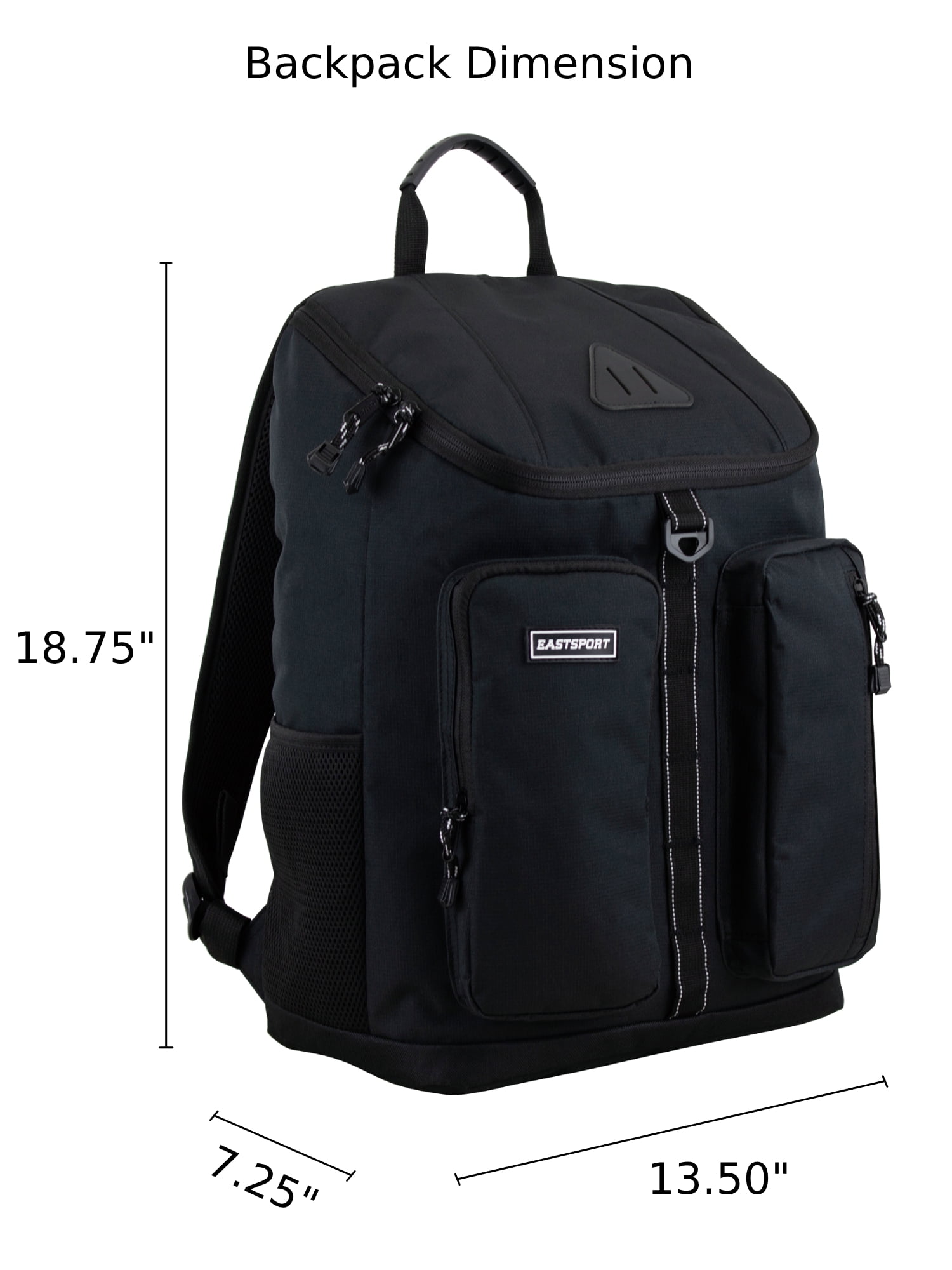 Eastsport Unisex Theo Top Loader Backpack, Black Ripstop