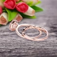 thumbnail image 6 of 2.25 carat 6mm Round Cut Morganite Wedding Set Bridal Ring 10k Rose Gold with Art Deco Eternity Matching Band Stacking Ring Halo, 6 of 6