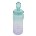 thumbnail image 4 of Botella de agua deportiva Botella de agua de bicicleta esmerilada con gradiente de 2000 ml con asa Botella de agua con manguera de silicona de paja para correr Cubierta verde Degradado, 4 of 14