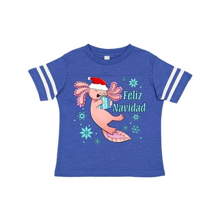 

Inktastic Feliz Navidad Cute Axolotl in Santa Hat with Snowflakes Gift Toddler Boy or Toddler Girl T-Shirt