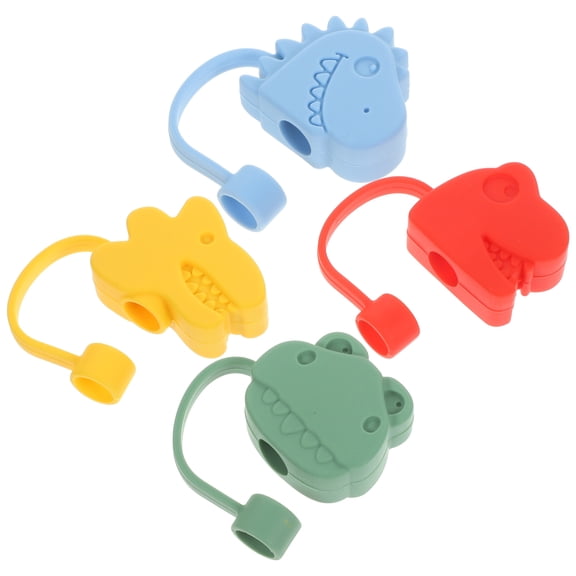 Luxshiny 4Pcs Silicone Straw Topper Assorted Color Reusable Easy to for Parties