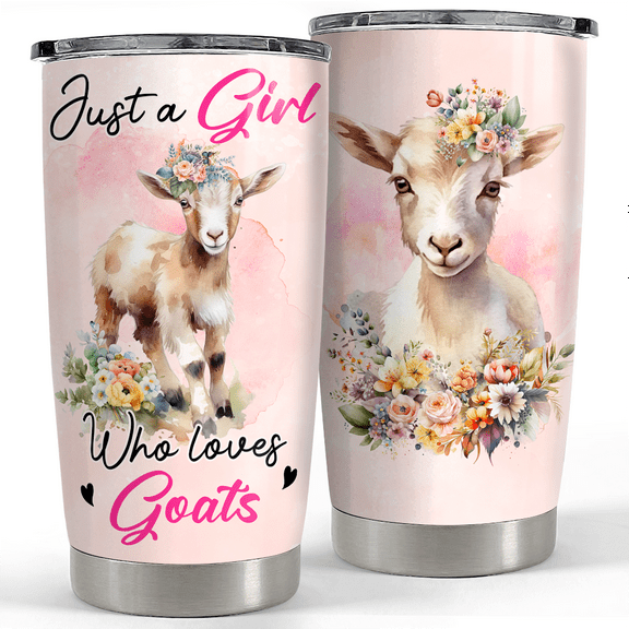 SANDJEST Goat Tumbler 20oz Girl Loves Goats Stainless Steel Insulated Tumblers Coffee Travel Mug Cup Gifts for Women Girl Teen Birthday Christmas