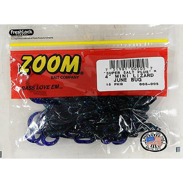 Zoom Mini Lizard Junebug 4'', 15Pk, Soft Baits