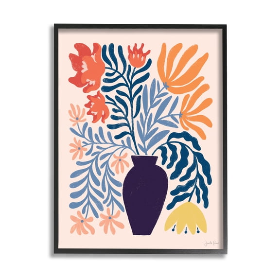 Stupell Industries Abstract Flower Vase Modern Silhouettes Graphic Art Black Framed Art Print Wall Art, Design by Janelle Penner