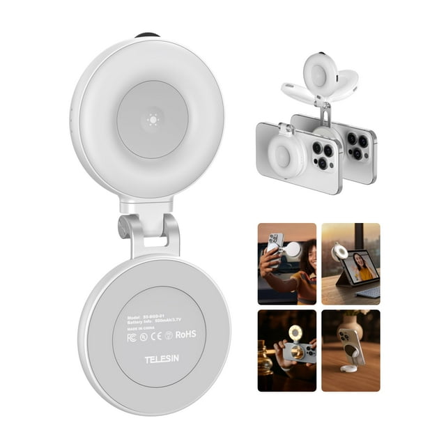 Luz para selfies para teléfono TELESIN C03, anillo LED magnético de 360°