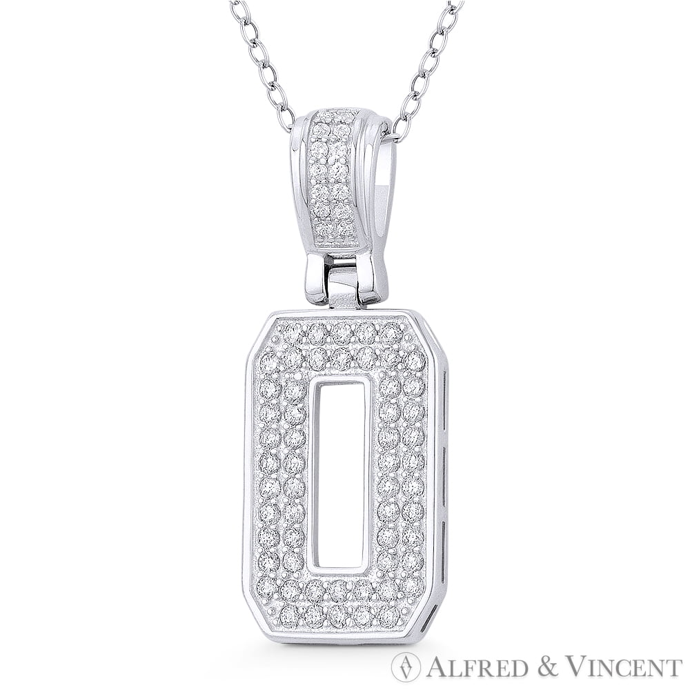 Sterling Silver CZ Initial O Pendant 
