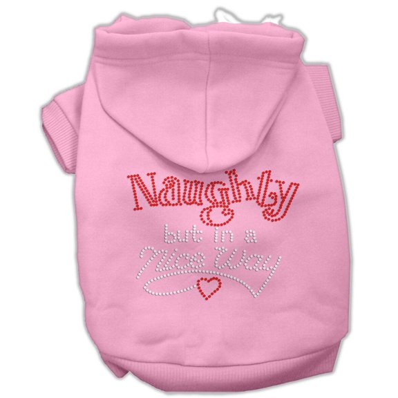 Christmas Rhinestone Pet, Dog Cat Hoodie, "Naughty, But In A Nice Way"