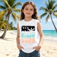 thumbnail image 2 of Gunia Tank Tops For Little Girls Summer Kids Tank Top With Letter Gradient Print For Outdoor Beach Play Tee Casual Sleeveless Shirts For Girls White 5-6 Years, 2 of 6