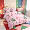 thumbnail image 2 of Manfei Winter Holiday 7-Piece Twin Bedding,Rustic Christmas Tree Bedding Comforter Set,Pink Reversible, 2 of 7