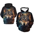thumbnail image 4 of LAOLIUSN Men’s 3D Wolf Hoodie All Over Print Pullover Hooded Sweatshirt, Galaxy Moon Wolf Pack Graphic, Soft Stretch Polyester Spandex, S-4XL, 4 of 7