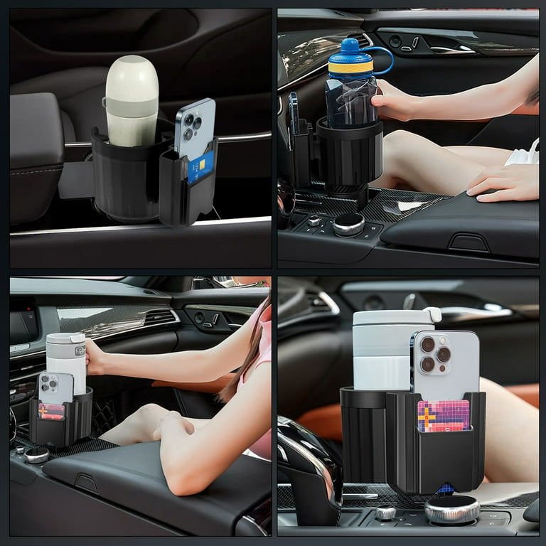 Welpettie 2 in 1 Multifunctional Car Cup Holder Expander Adapter with  Adjustable Base,All Purpose Car Cup Holder and Organizer for Snack Bottles Cups  Drinks 